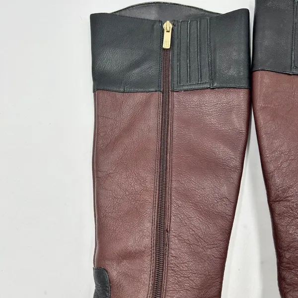 Vince Camuto Leisha Brown Black Leather 6.5 M 36.5 Knee High Riding Boots - Image 9