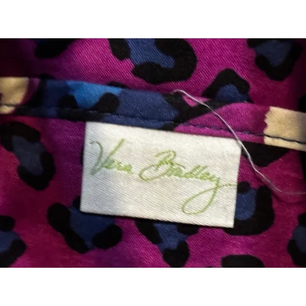 Vera Bradley Tote Bag Womens Medium Blue Floral Leopard Quilted Cotton Shoulder - Image 3