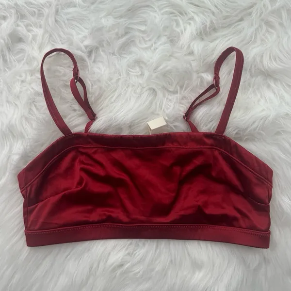 Aerie Satin Stretch Bandeau Sundried Size Small - Image 2