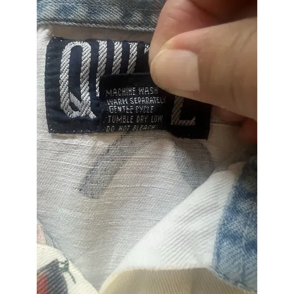 Quizz New York Woven Cotton Sleeveless Collared Button-Up Western Print Top L - Image 3