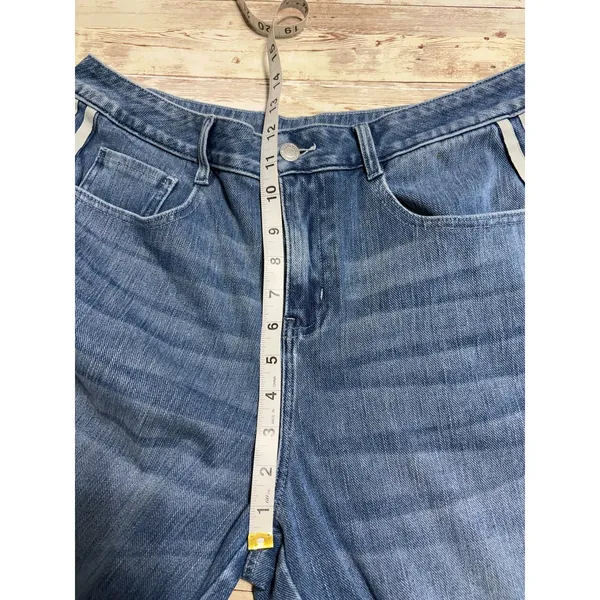 Halara Flex Barrell Jeans Women's Size Large Regular Side Stripe Stretch Denim - Image 6