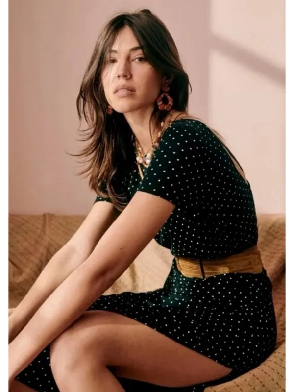 SEZANE Luce Dress ~ Black Ecru Polka Dots Small - Image 6