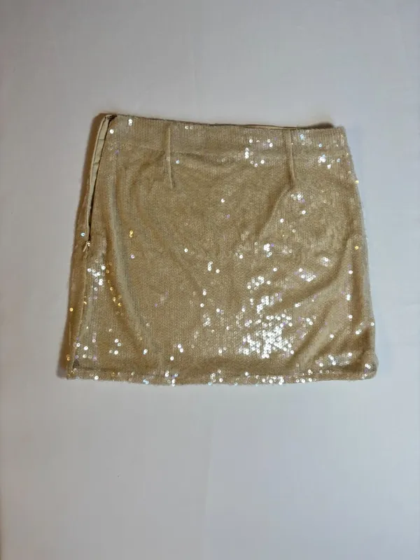 PrettyLittleThing nude sequin mini skirt size US 8 (tall) - Image 3