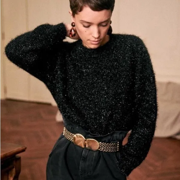 SÉZANE Zephir Oversized Knit Jumper, Black, XS - Image 4