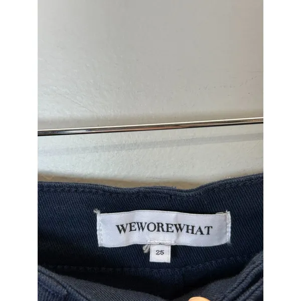 WeWoreWhat High Rise Flare Jeans Women 25 Navy Blue Stretch Denim Trousers 70s - Image 6