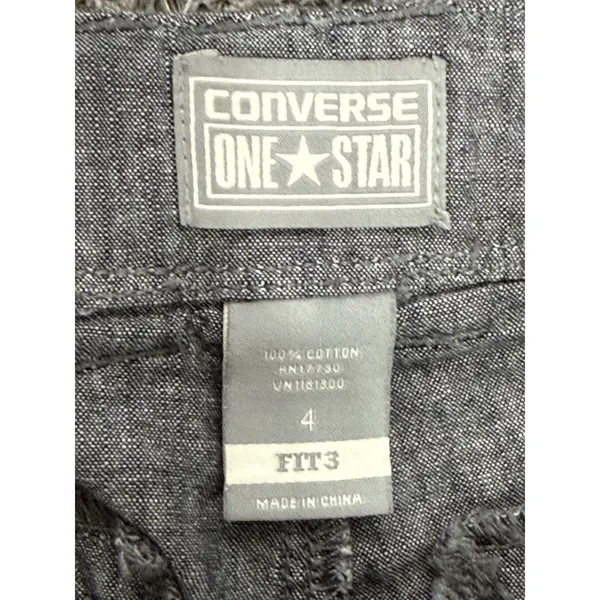 Converse One Star Women’s Gray Wide Leg Pants Cotton Belted Low Rise Size 4 - Image 7