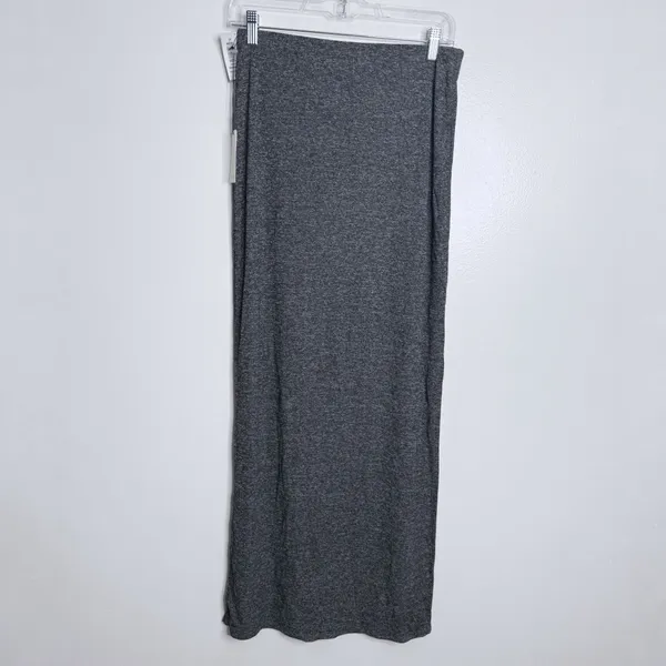 NWT Aritzia Babaton Rico Skirt Marled Gray Long Side Slits‎ Medium Minimalist - Image 2