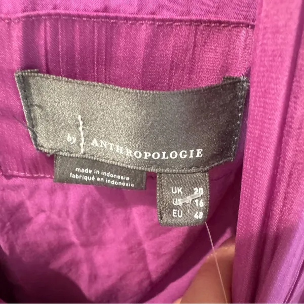 NWT by Anthropologie Purple Satin V Neck Vibrant Mini Dress Size 16‎ - Image 7