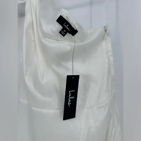 NWT Lulus Glorious Adoration White Taffeta One-Shoulder Bow Mini Dress - Image 6