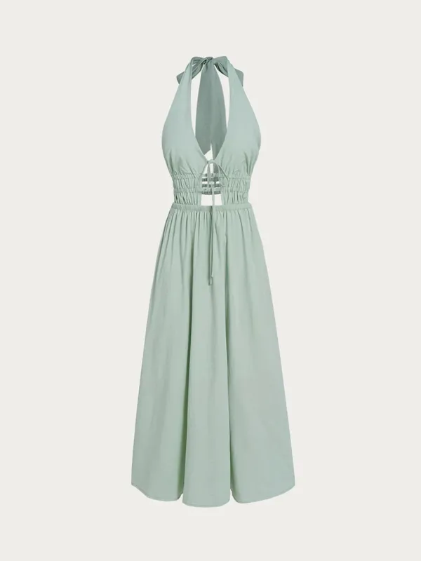 Berlook Light Green Cutout Halter Maxi Beach Dress - Image 6