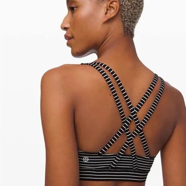 Lululemon Energy Sports Bra Women's Size 6 Black /White Stripe - Image 7