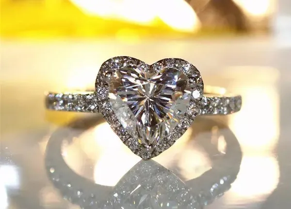 1.5ct heart shape halo 4.5 5 6 7 8 9 10 Diamond Cz Silver 925 - Image 2