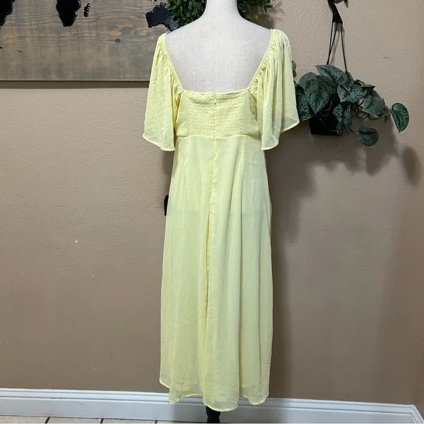 Valla Light Yellow Flutter Sleeve Midi Dress - Image 5