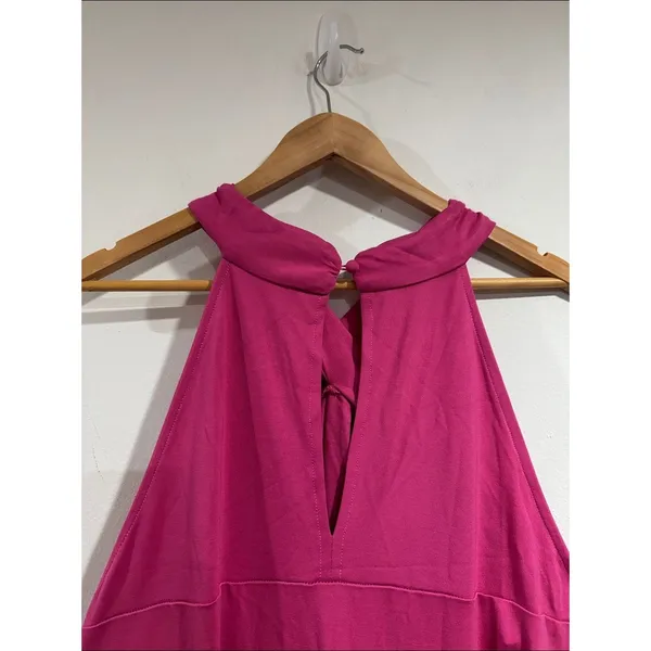 Pink halter cross cross stretch dress maxi sleeveless xl NEW - Image 4
