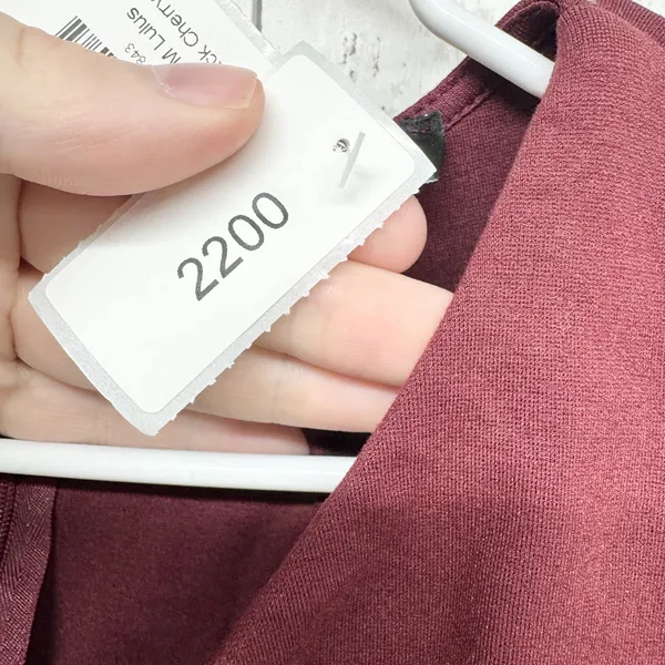 Lulus Dress Women Size Medium Short Sleeve Mini Zip Back Maroon Business Evening - Image 3