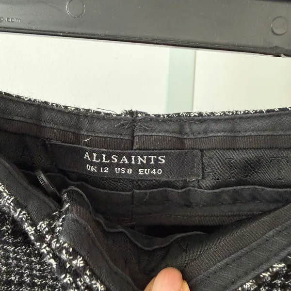 AllSaints Mara Puppytooth Trousers Grey Black Houndstooth Wool Blend Womens 8‎ - Image 5