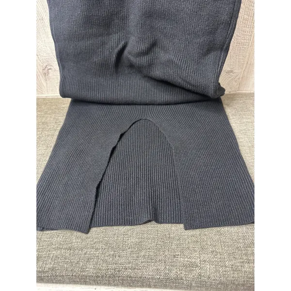 PrettyGarden Black Ribbed Knit Mock Neck Sleeveless Bodycon Midi Dress Medium - Image 4