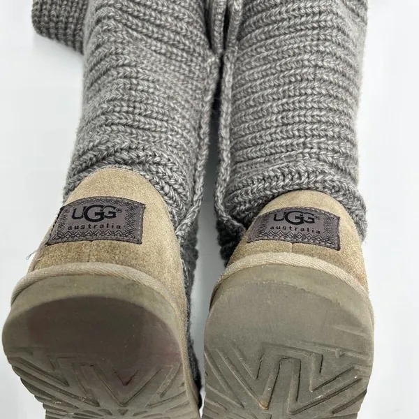 UGG Australia Cardy Classic Knit Tall Sweater Boots Gray Women Size 7 - Image 7