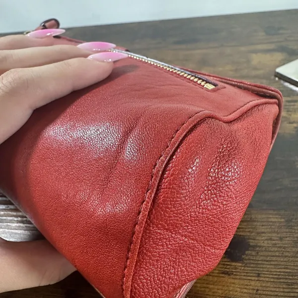 Chloe Shoulder Bag Small Red Leather Bow Chain Strap Pink Colorblock - Image 14