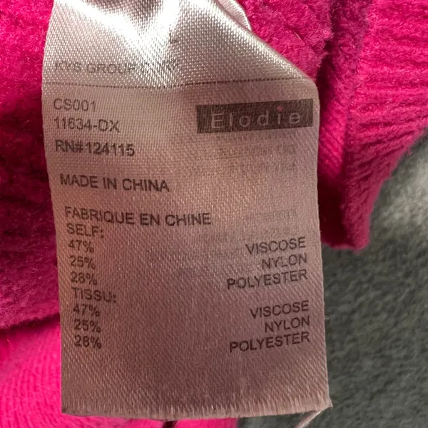 Elodie Sweater Bright Pink Ribbed Knit Crew Neck Long Sleeve‎ Top Large - Image 3
