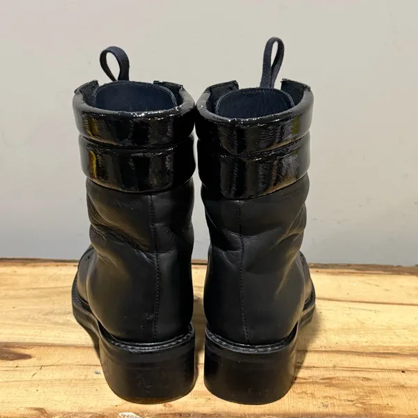 Fabianelli Black Leather Combat‎ Moto Boots Size 36/US5.5-6 A52 - Image 7