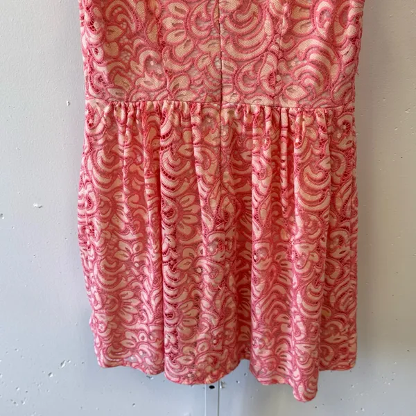 🍁 Betsey Johnson Pink Lace‎ Lined Peter Pan Collared Dress Womens Size 6 - Image 6