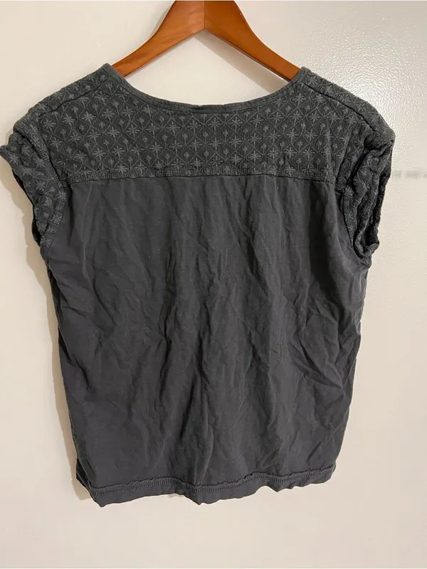 Knox Rose Women Medium Off Grey Boho Indie Prairie Chic Cottagecore Henley Top - Image 3