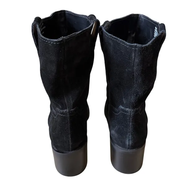 Steve Madden Romney Black Suede Square Toe Winter Ankle Boots Womens Size 6.5 - Image 5