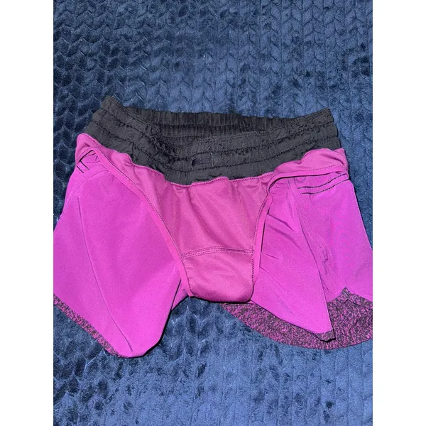 Lululemon Women's Run‎ Times Shorts Speckled Foil Magenta Purple Black Size 6 - Image 3