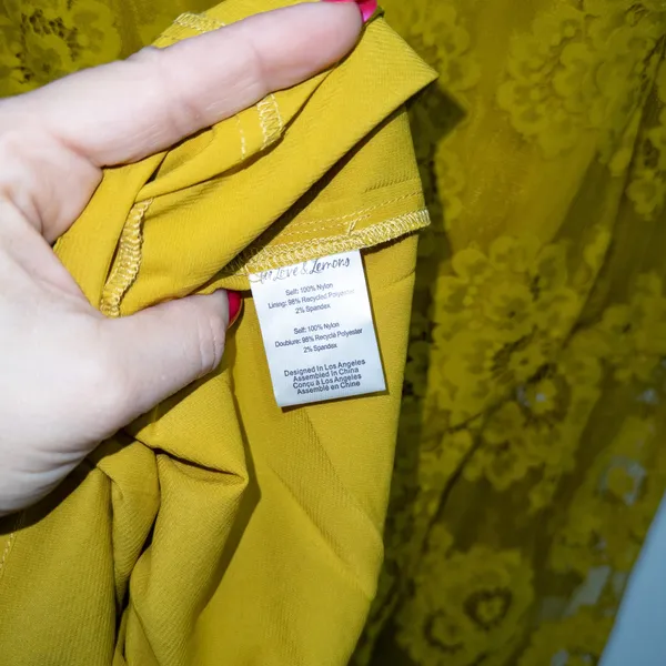 For Love & Lemons Yellow Tiana Lace One Shoulder Mini Dress Size Medium NWT - Image 10