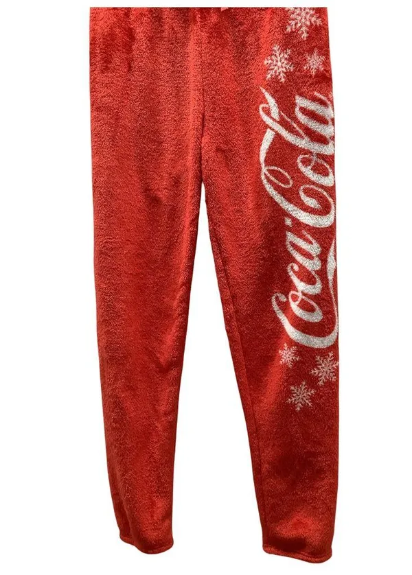 Coca-Cola Size Small Women’s Red Lounge Pants with Snowflakes. Preloved - Image 2