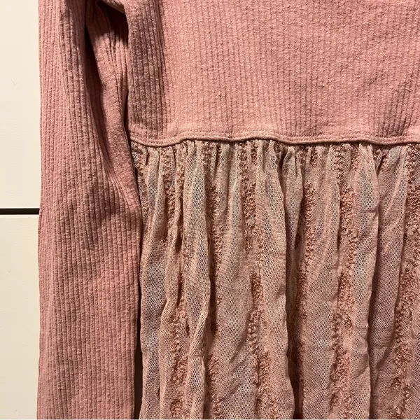 Free People Nitara Pale Pink Tunic Top Mesh - Image 5