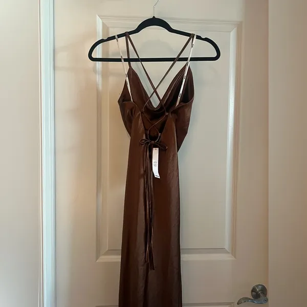 ASOS Brown One Shoulder Gown for Wedding Guest - Image 5