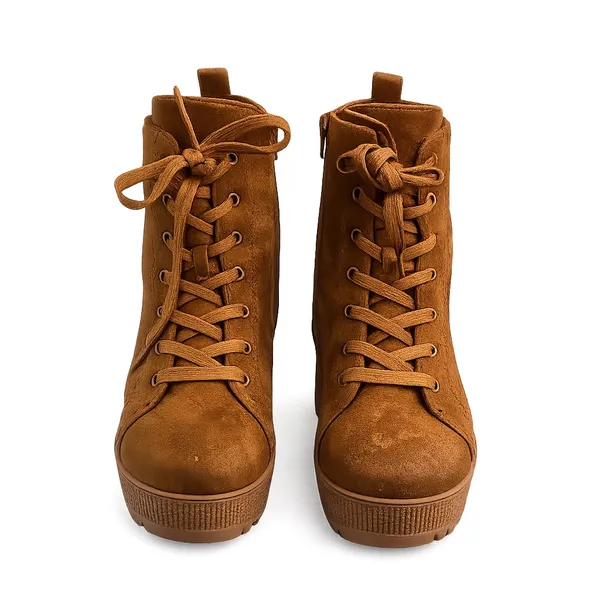 Rouge Helium Brown Faux Suede Lace-Up Combat Ankle Boots Women’s Size 8 - Image 5