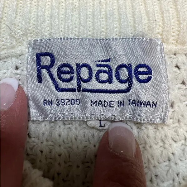 Vintage Striped White And Blue Women’s Sweater by‎ Repage Large - Image 6