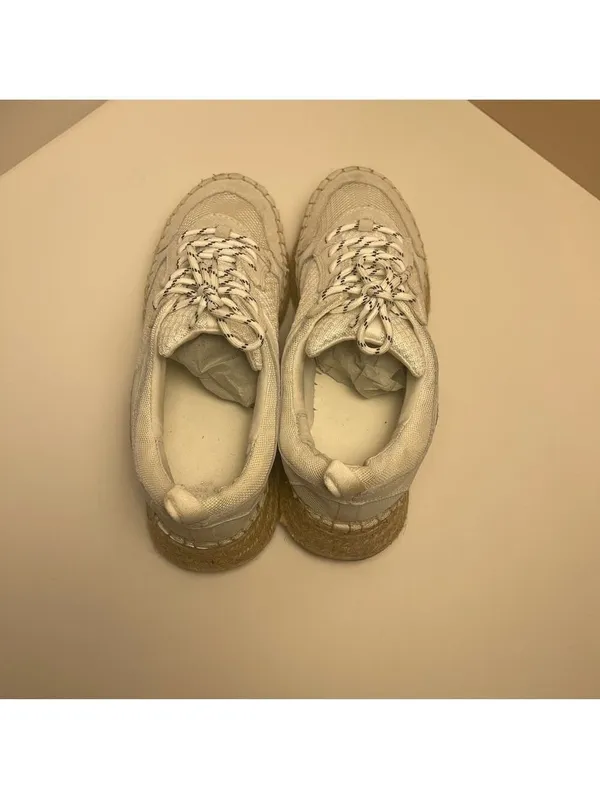 Marc Fisher Janette White Espadrille Platform Sneakers Suede Mesh Summer 7.5 - Image 11