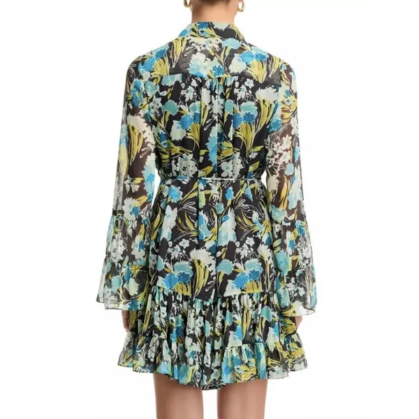 Cinq À Sept Lyra Obsidian Tossed Floral Mini Dress Ruffle Tiered Size 8 - Image 6