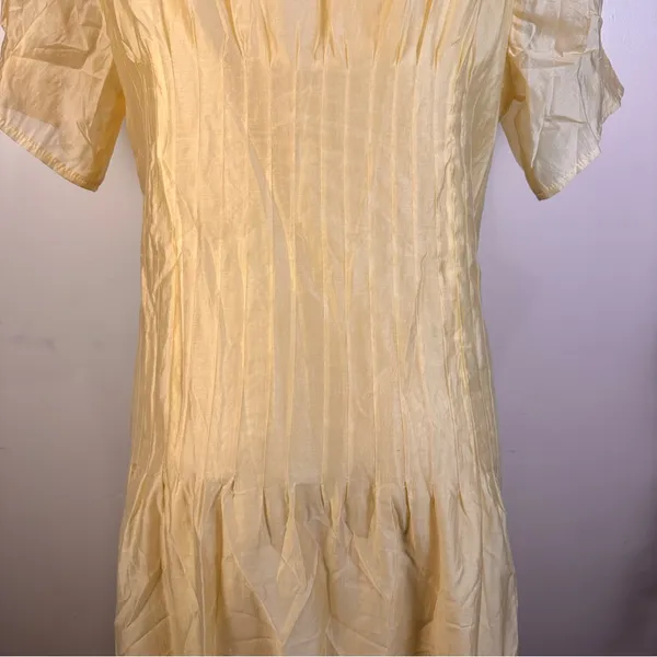 New Ontre Maxi Shirtdress Sz M Butter Yellow Dress Short Sleeves - Image 7