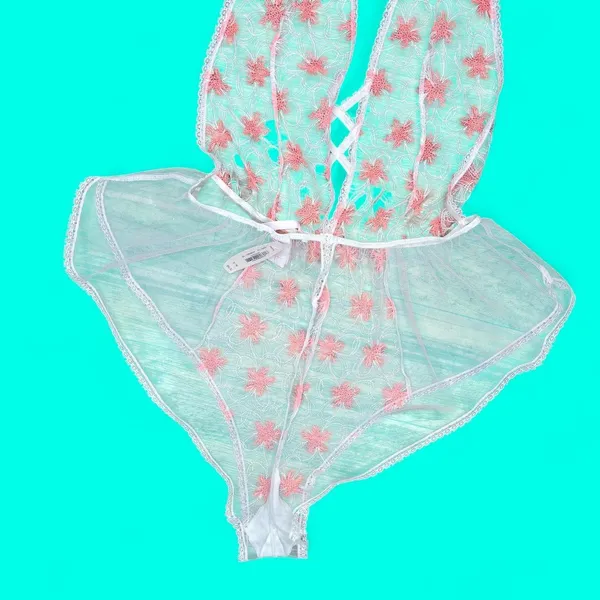 NWT Victoria’s Secret White Sheer Floral Embroidered Sexy Lingerie Bodysuit - Image 5