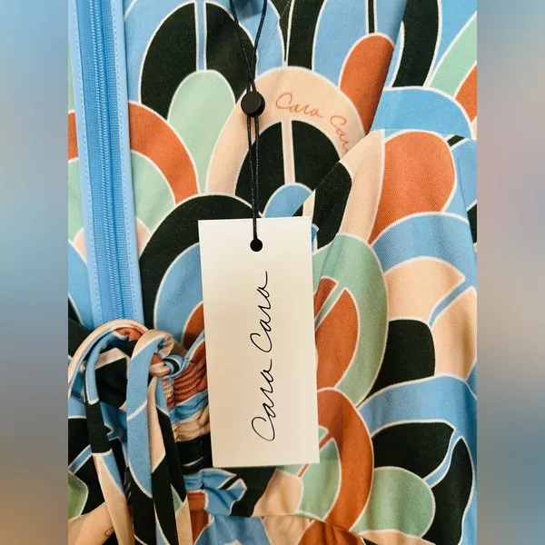 $695 CARA CARA Loretta Dress Geo Dew Moss Sz Small New - Image 4