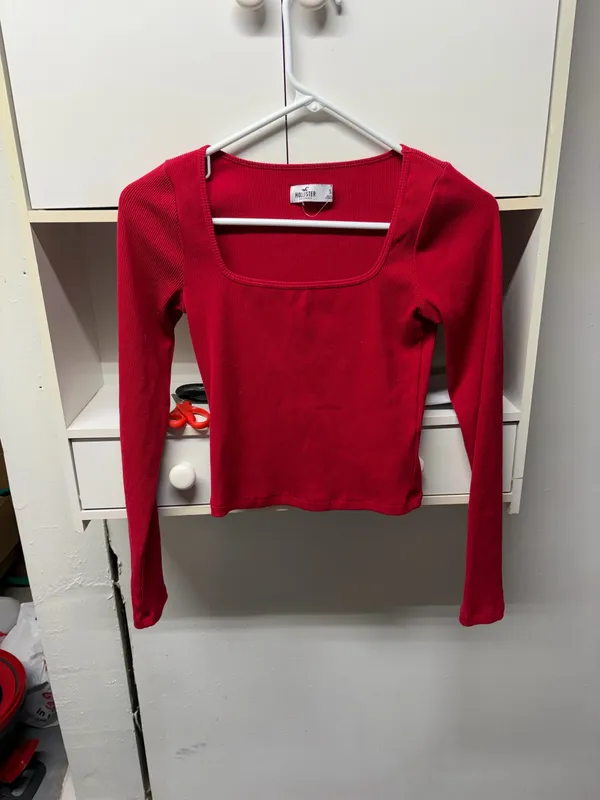Hollister Ribbed Long Sleeve Top Crop S - Image 2