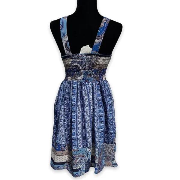 Altar'd‎ State Womens Dress Size M Blue Brown Paisley Smocked Bodice NEW - Image 4