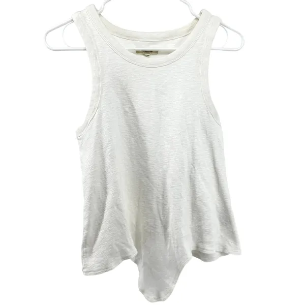 Madewell Audio Knot-Front Tank Top Slim Fit High Neck Stretch Bright Ivory M - Image 2