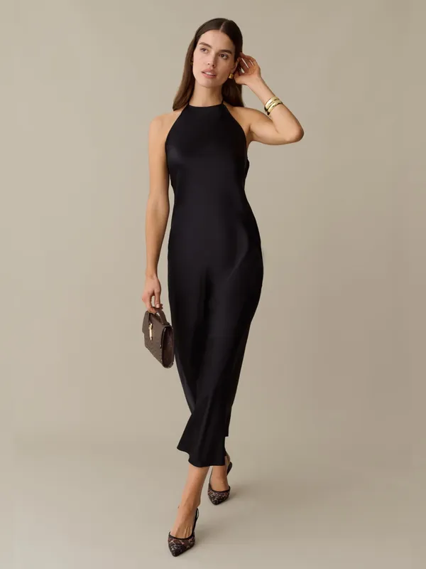 NWT Few Moda Vida Silk Dress size Small S Black halter Reformation Jenna kourt - Image 4