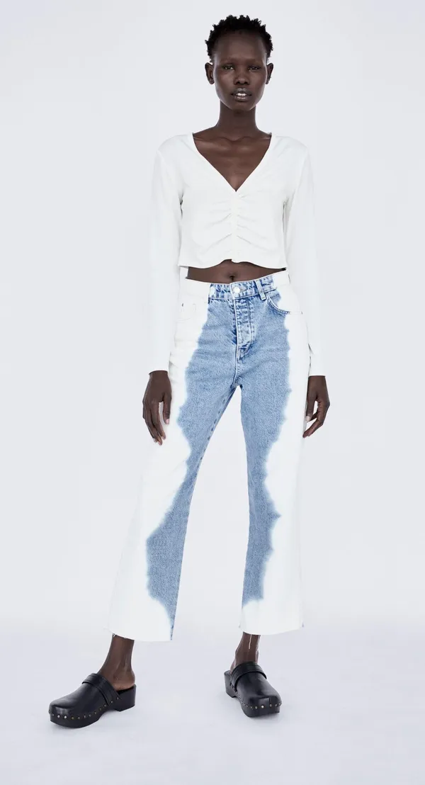 ZARA White Ruched Crop Top - Image 5