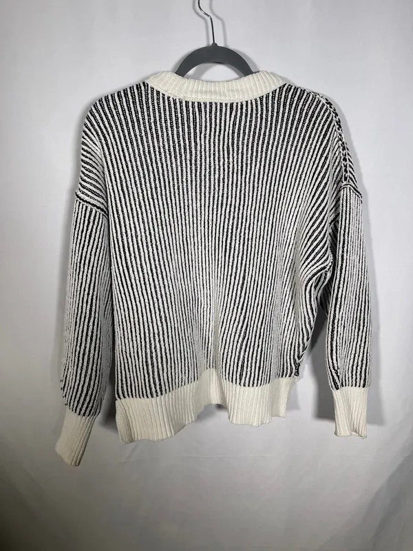 Aerie Womens Beyond Chenille Black White Crewneck Sweater Xs - Image 5