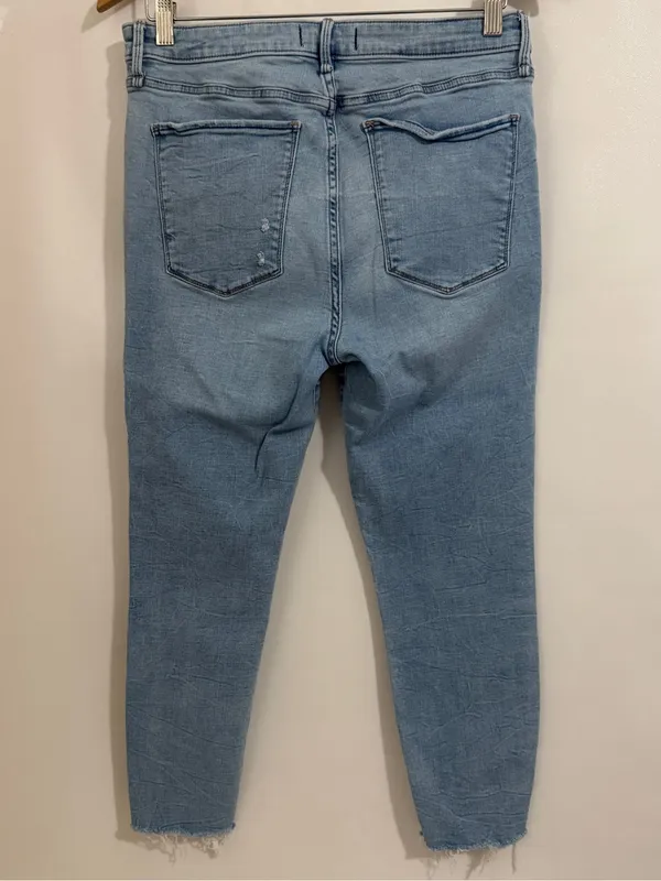 Abercrombie & Fitch Light Blue High-Rise Cropped Button-Fly Jeans Ankle Stretch - Image 2