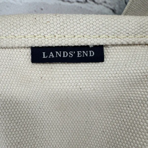 Lands' End Tote Bag Brighton Maui 2014 Cream & Green Canvas Open Top Pockets - Image 4