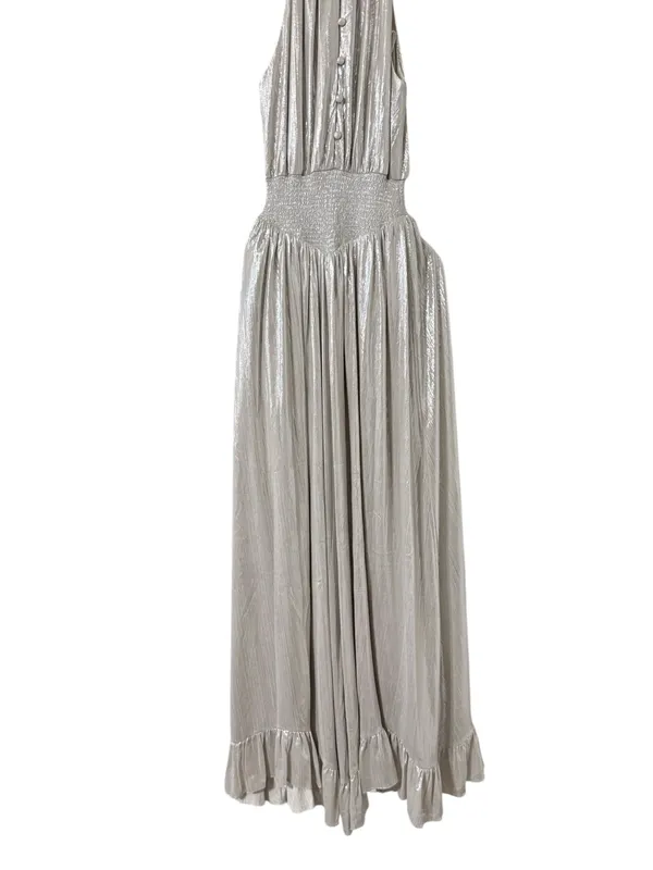 NWT RETROFETE Carly Silver High Neck Maxi Formal Gown Dress - Image 10