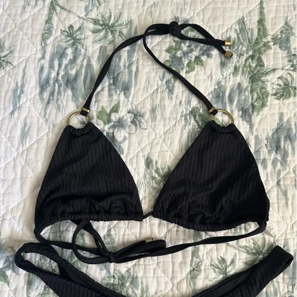 Vitamin A Cosmo Ecorib Bikini Set 6 S Black Gold Rings - Image 5